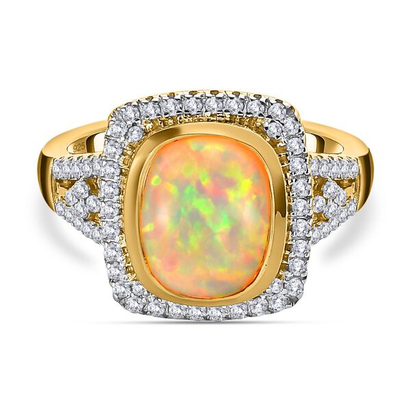 Natürlicher, äthiopischer Welo Opal und Zirkon-Halo-Ring - 3,78 ct. image number 0