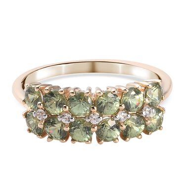 AA Demantoid Granat und Zirkon Cluster Ring 375 Gelbgold