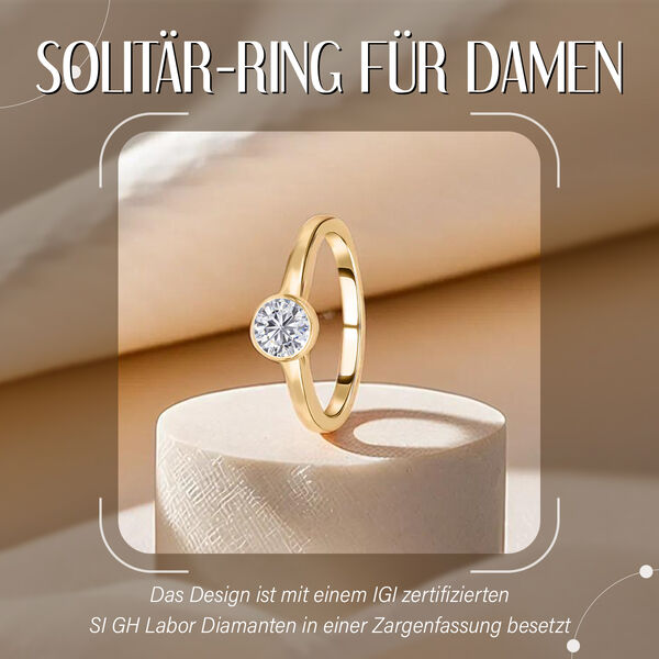 IGI zertifizierter SI GH Labor-Diamant-Ring in 585 Gelbgold - 0,50 ct. image number 1