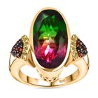 Wassermelonen Quarz Triplett und Multi-Edelstein-Ring - 10,91 ct. image number 3