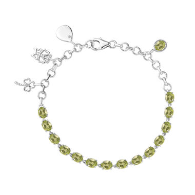 Peridot und Zirkon Armband, 19 cm - 5,74 ct.