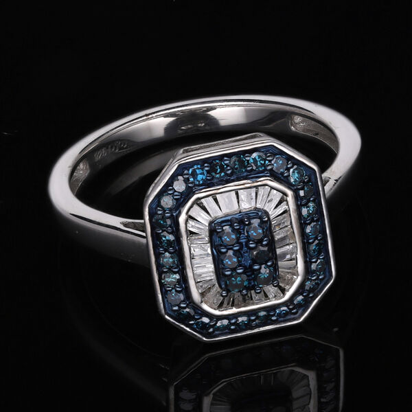 Blauer und weißer Diamant-Ring, - 0,50 ct. image number 1