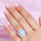 Larimar und weißer Topas-Ring, 925 Silber platiniert  ca. 8,93 ct image number 2