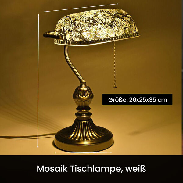 Mosaik Tischlampe, weiß image number 1