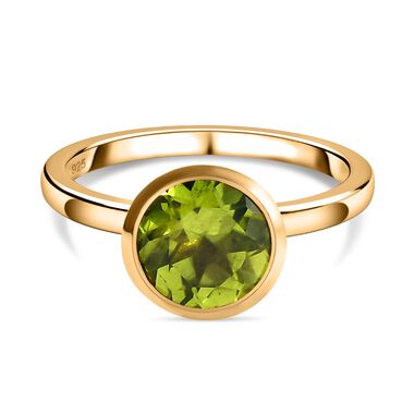 Natürlicher Peridot-Ring, 925 Silber vergoldet (Größe 20.00) ca. 1.97 ct