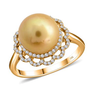 Chairman's Vault Kollektion- Zertifiziert und geschätzt ILIANA AAA goldene Südseeperle und SI Diamant Ring in 750 Gold -  8,35 ct. (Lieferzeit: 12-15 Tage)