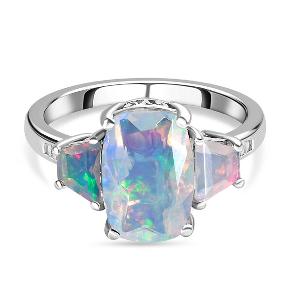 Natürlicher, äthiopischer Welo Opal Ring, 925 Silber platiniert, ca. 3.35 ct image number 0