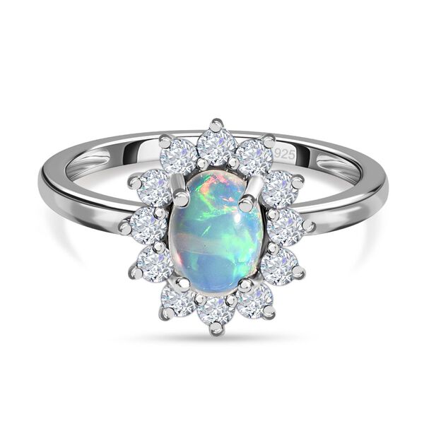 Natürlicher, äthiopischer Welo Opal und Zirkon-Ring - 1,15 ct. image number 0