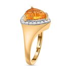 AA Serra Gaucha Citrin, Weißer Zirkon Ring, 925 Silber Gelbgold Vermeil, (Größe 20.00) ca. 3.65 ct image number 4