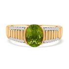 Natürlicher Peridot, weißer Zirkon Ring, 925 Silber vergoldet (Größe 21.00) ca. 2.46 ct image number 0