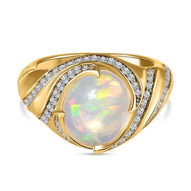 Natürlicher, äthiopischer Welo Opal und Zirkon-Ring - 2,67 ct.