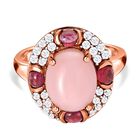 Peruanischer rosa Opal, Rhodolith Granat und Zirkon-Ring - 4,24 ct. image number 0