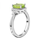 Natürlicher Peridot und Zirkon-Halo-Ring, 925 Silber rhodiniert, 3,15 ct. image number 4