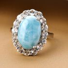 Larimar und weißer Topas-Ring, 925 Silber platiniert  ca. 8,93 ct image number 1