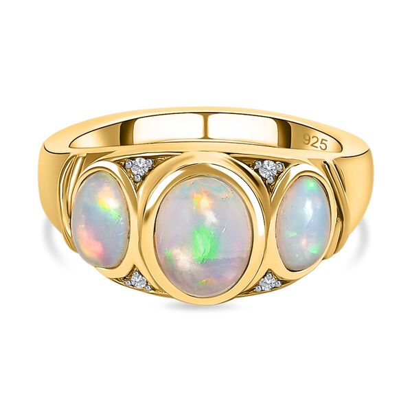 AA natürlicher, äthiopischer Welo Opal und Zirkon-Ring - 1,54 ct. image number 0