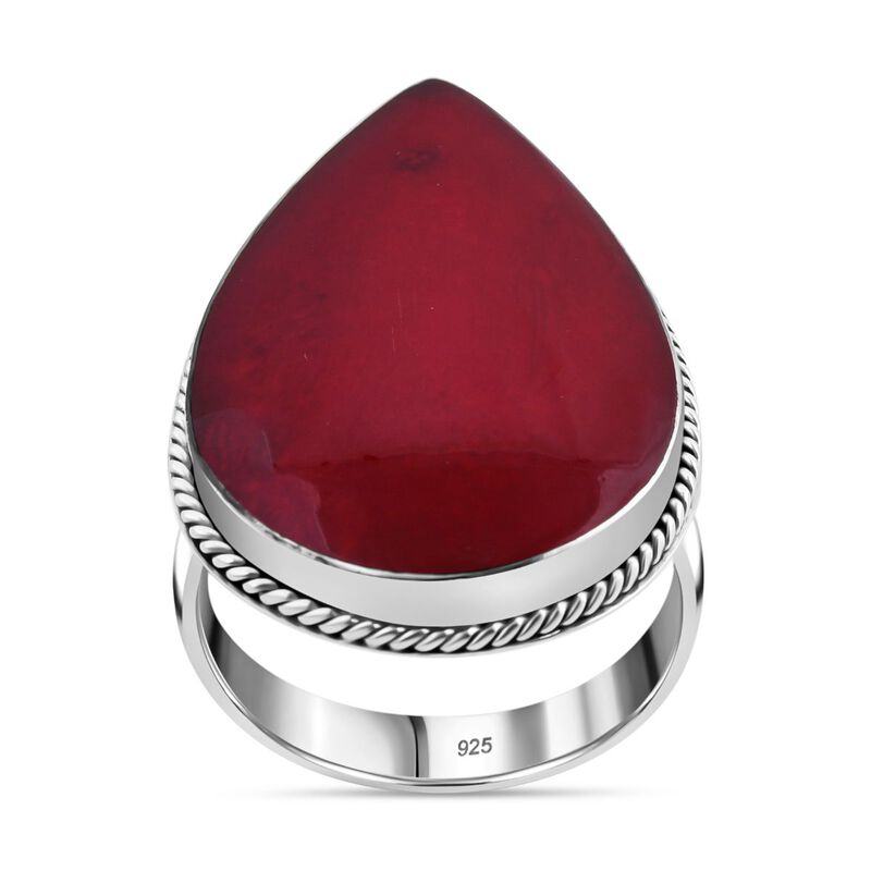 Rote Koralle Ring 925 Silber (Größe 16.00) ca. 6,00 ct image number 0