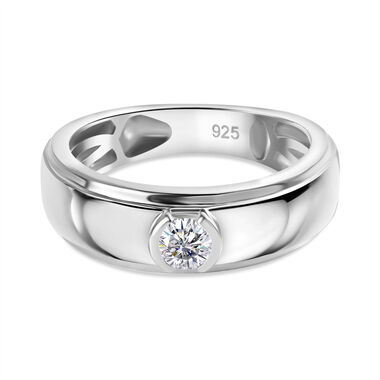 Moissanit Ring, 925 Silber platiniert - 0,16 ct