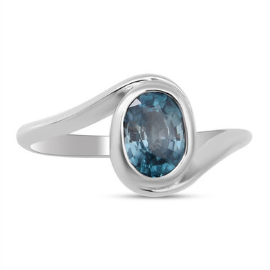 Kambodschanischer blauer Zirkon Bypass Ring 925 Silber platiniert  ca. 2,50 ct