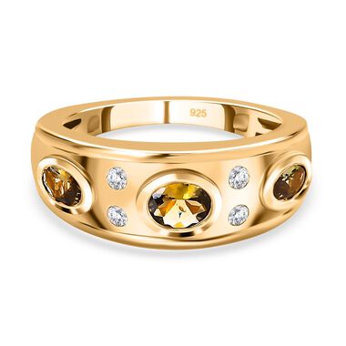 AA natürlicher, goldener Tansanit und Zirkon-Ring - 0,91 ct.