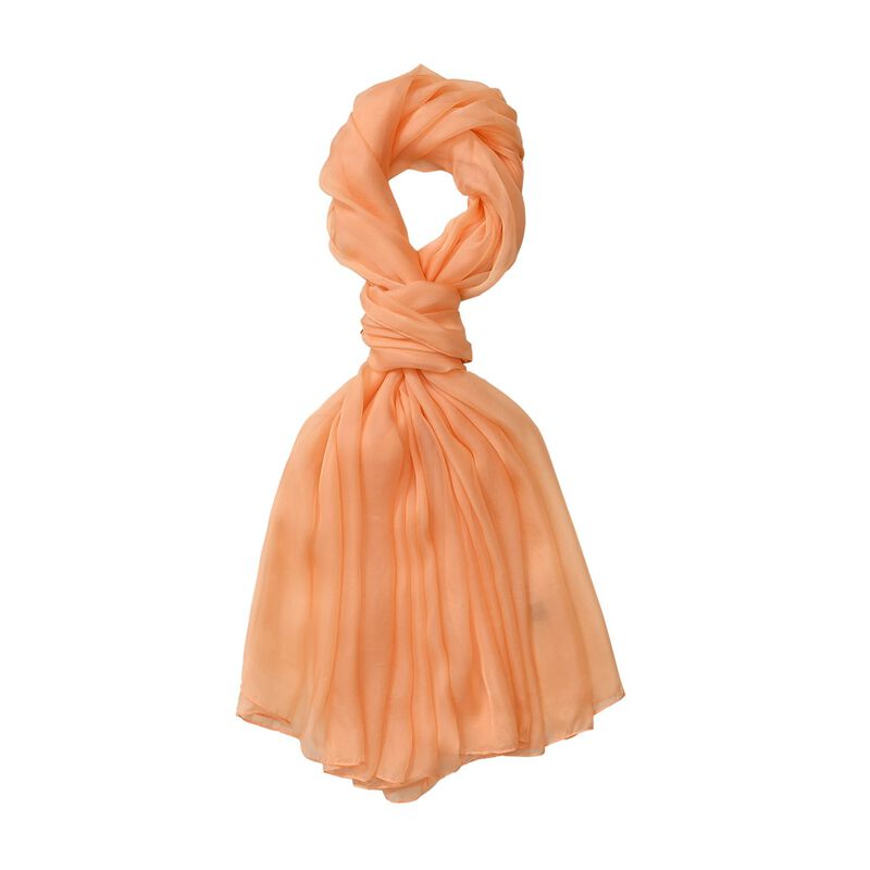 LA MAREY - 100% Maulbeeren-Seidenschal, Chiffon, 110x180 cm, pastellorange image number 0