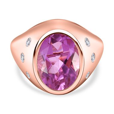 Patroke Triplette Quarz und weißer Zirkon Ring, 925 Silber rosévergoldet (Größe 19.00) ca. 6.22 ct