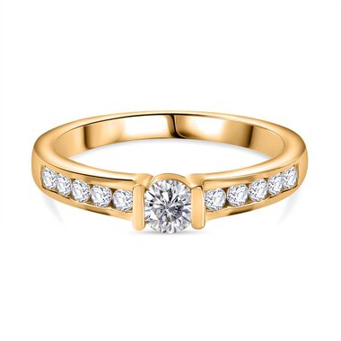 Moissanit Ring, 925 Silber mit Gelbgold Vermeil - 0,52 ct.