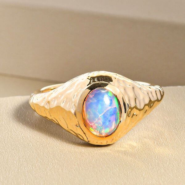 Natürlicher, äthiopischer Welo Opal-Ring, 925 Silber vergoldet  ca. 0,76 ct image number 1