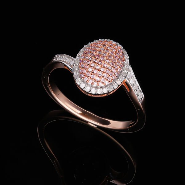 Natürlicher rosa und weißer Diamant Ring, 925 Silber Roségold Vermeil (Größe 21.00) ca. 0.50 ct image number 1