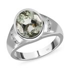 AAA Prasiolith, weißer Zirkon Ring, 925 Silber platiniert (Größe 19.00) ca. 3.52 ct image number 3