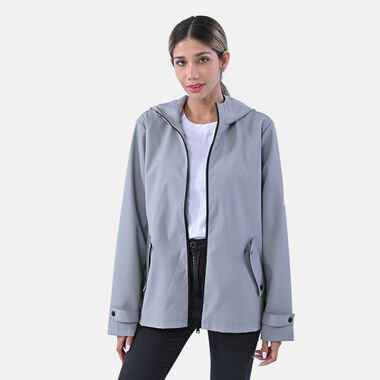 LA MAREY - Luxus Allround Jacke mit Kapuze, Größe L, Grau