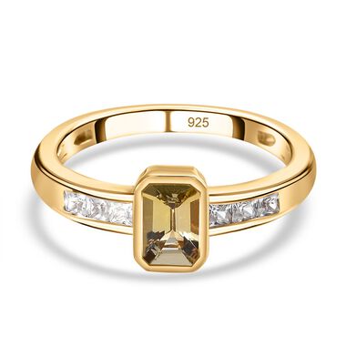 Natürlicher, goldener Tansanit und weißer Zirkon-Ring - 0,99 ct.