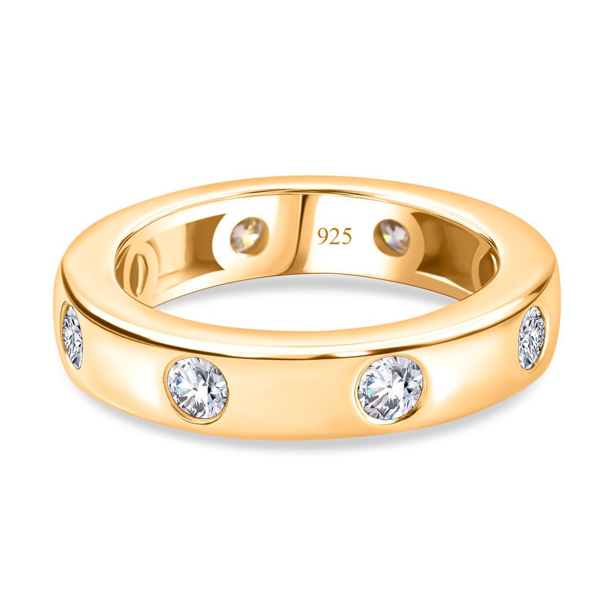 Moissanit Ring, 925 Silber Gelbgold Vermeil - 0,83 ct