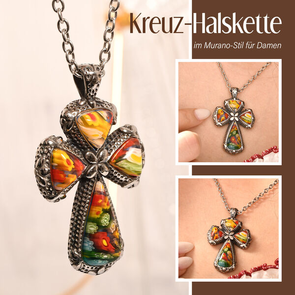 Kreuz 60cm Halskette im Murano-Stil image number 1