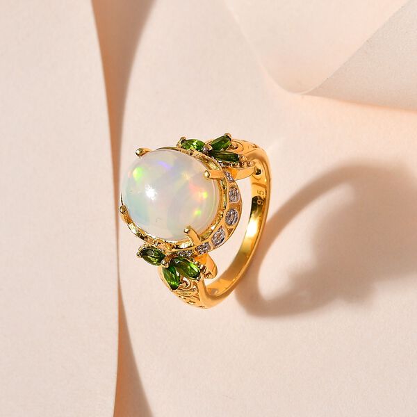 Natürlicher, äthiopischer Welo Opal und Chromdiopsid-Ring - 3,78 ct. image number 1