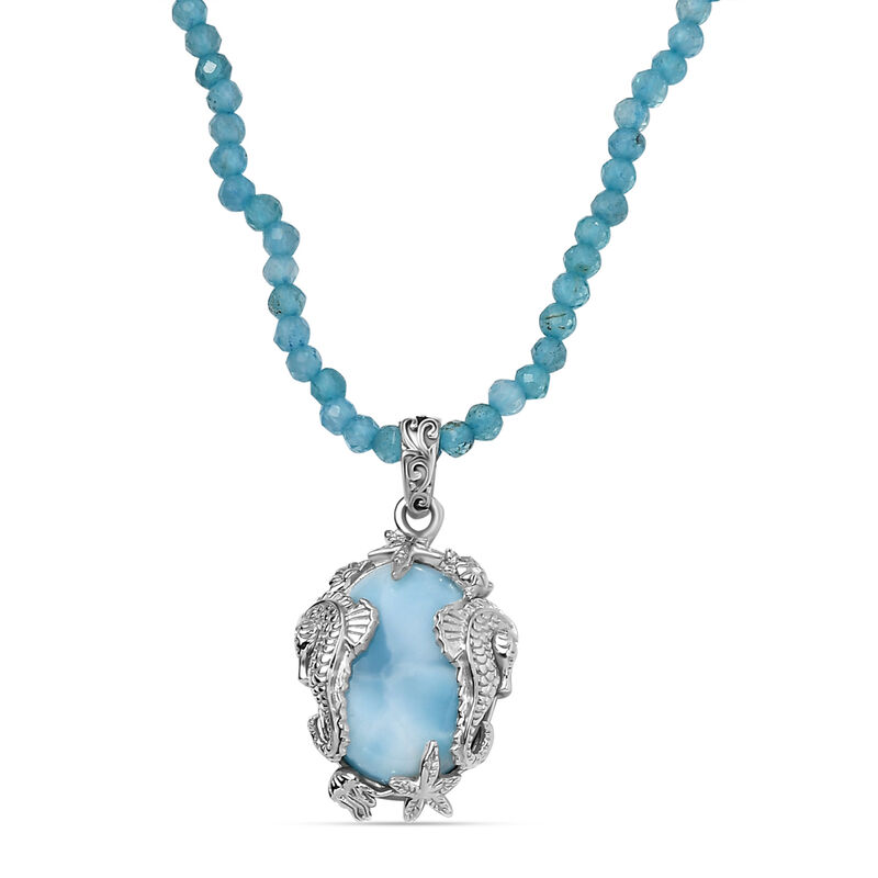 AA Larimar und Apatit Anhänger mit 45cm Kette - 82 ct. image number 0