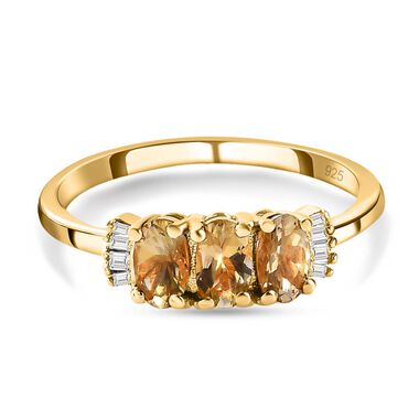 AA Natürlicher goldener Tansanit und Diamant-Ring - 1,03 ct.