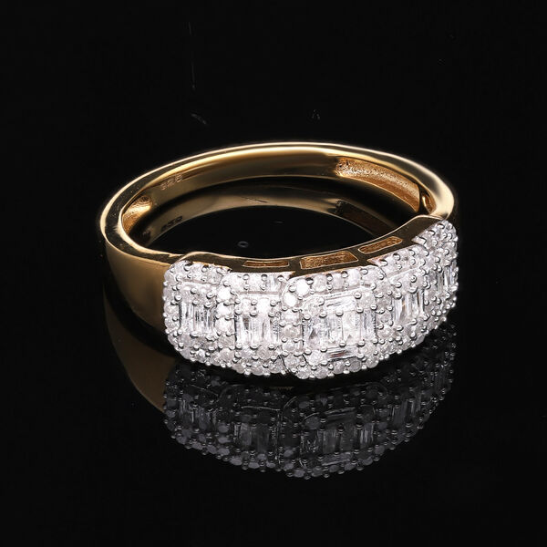 Weißer Diamant Ring, 925 Silber Gelbgold Vermeil (Größe 20.00) ca. 0.50 ct image number 1