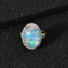 AAAA Natürlicher, äthiopischer Welo Opal, Diamant und kolumbianischer Smaragd-Ring in 585 Gold - 9,01 ct. image number 9