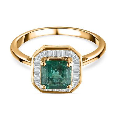 AAA Kagem sambischer Smaragd und Diamant-Ring in 585 Gold - 1,34 ct.