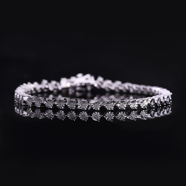 Weißes Diamant Armband, ca. 19 cm, 925 Silber platiniert, ca. 0.25 ct image number 1