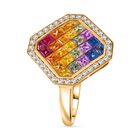 AAA mehrfarbiger Saphir und Diamant-Ring in 585 Gold - 4 ct. image number 6