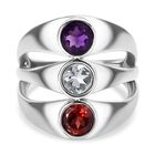 Roter Granat, himmelblauer Topas und afrikanischer Amethyst-Ring - 1,69 ct. image number 0