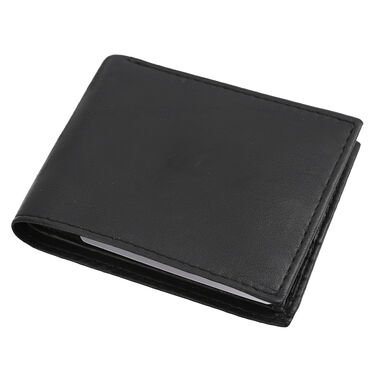 Klassische Bifold Herren-Geldbörse, 100% echtes Leder, RFID geschützt, schwarz