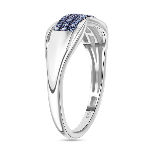 Blauer Diamant Ring, 925 Silber platiniert, (Größe 21.00), ca. 0.15 ct image number 1