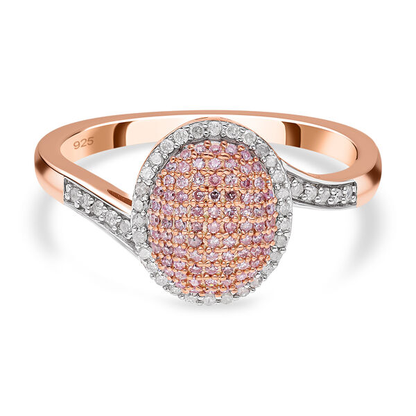 Natürlicher rosa und weißer Diamant Ring, 925 Silber Roségold Vermeil (Größe 21.00) ca. 0.50 ct image number 0