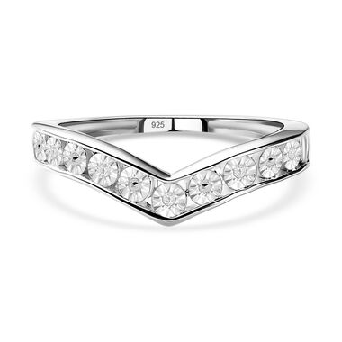 Wishbone Diamond Ring, 925 Silber platiniert