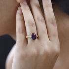 Afrikanischer Amethyst, weißer Zirkon Ring, 925 Silber vergoldet (Größe 19.00) ca. 3.04 ct image number 2