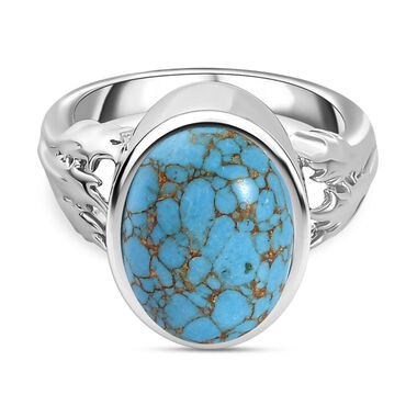 Blaues Türkis Ring 950 Kupfer (Größe 16.00) ca. 5,56 ct