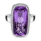 Afrikanischer Amethyst, weißer Zirkon Ring, 925 Silber platiniert, (Größe 18.00) ca. 15.57 ct image number 0