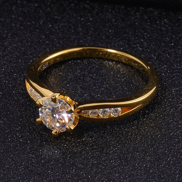 Moissanit Ring, 925 Silber Gelbgold Vermeil - 0,95 ct. image number 1